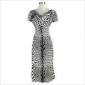 Gruppo GFT Black White Silk Animal or Snake Print Silk Midi Dress Italian 2 4 ?